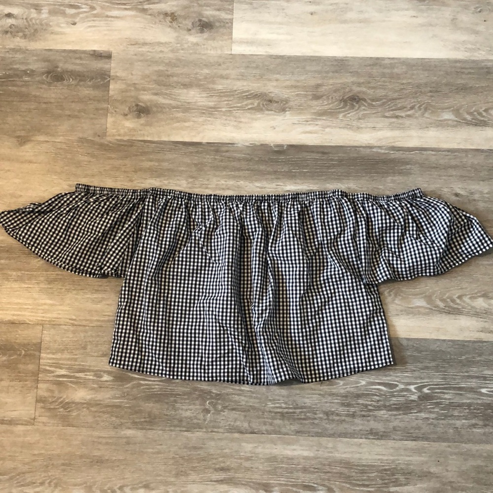 Black&white checkered off the shoulder top